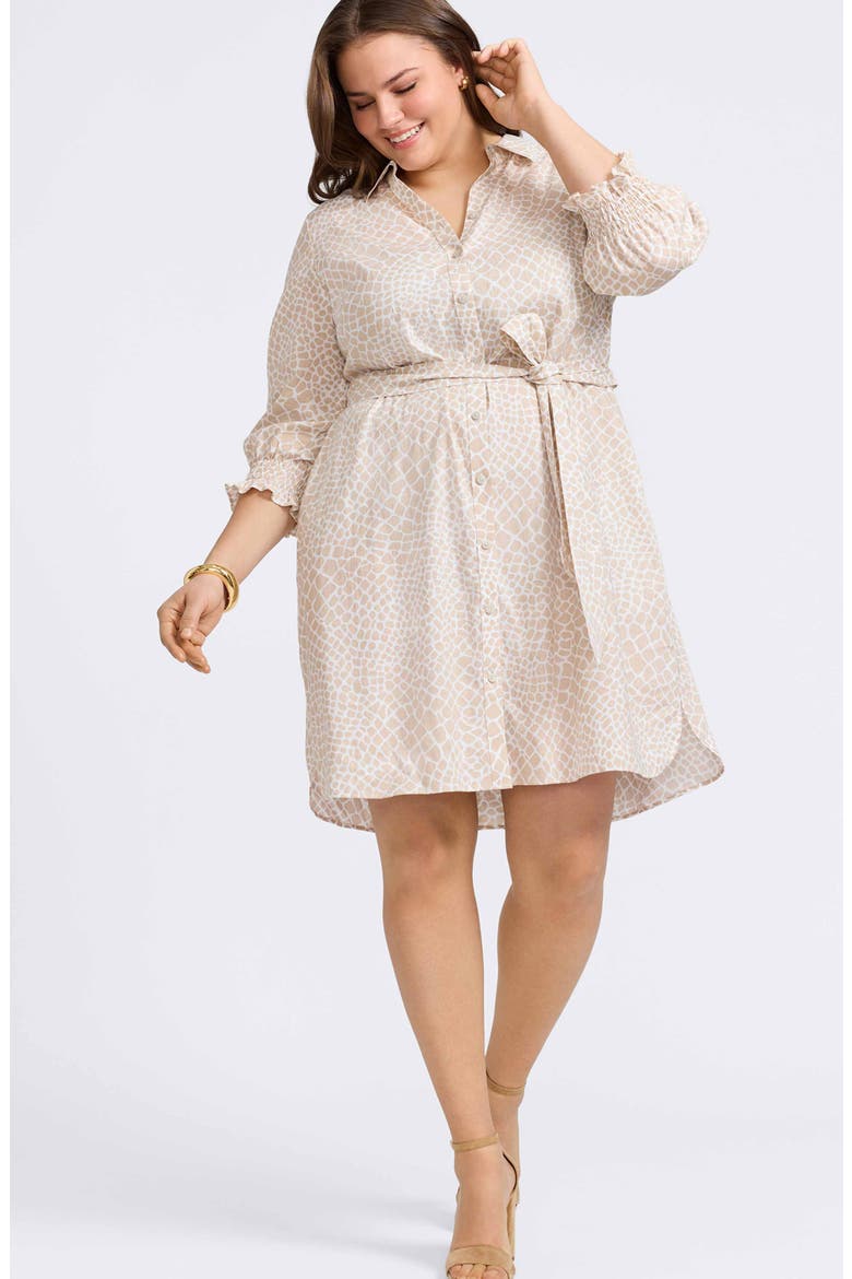 Abby Belted Linen Blend Shirtdress, Alternate, color, FLAX WHITE