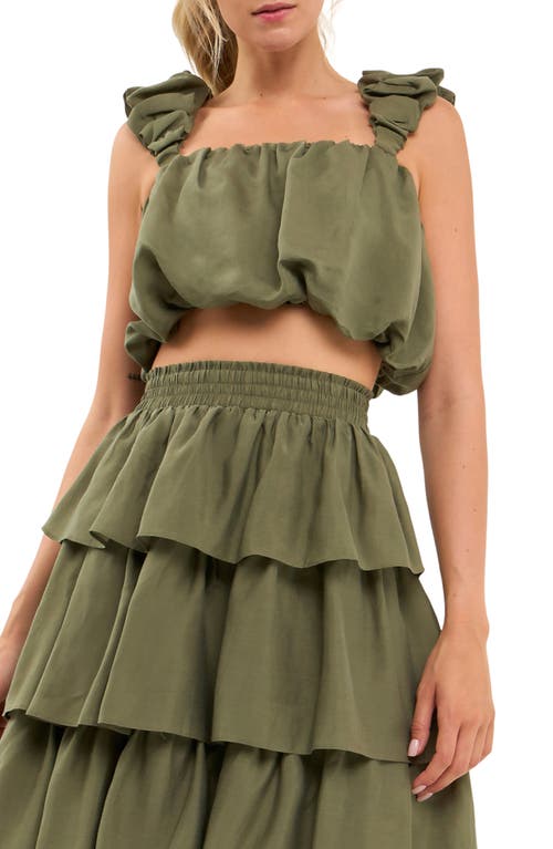 Endless Rose Bubble Crop Tank in Olive at Nordstrom, Size Small