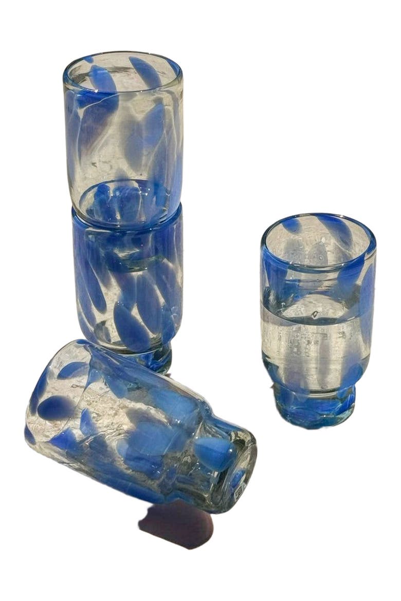 Frida Tall Stackable Glass Blue & Clear - Set of 4, Alternate, color, Blue