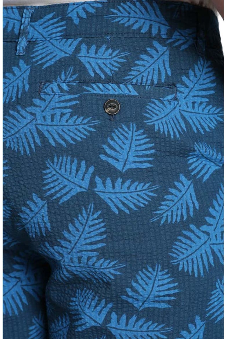 Leaf Print Seersucker Shorts, Alternate, color, DARK BLUE