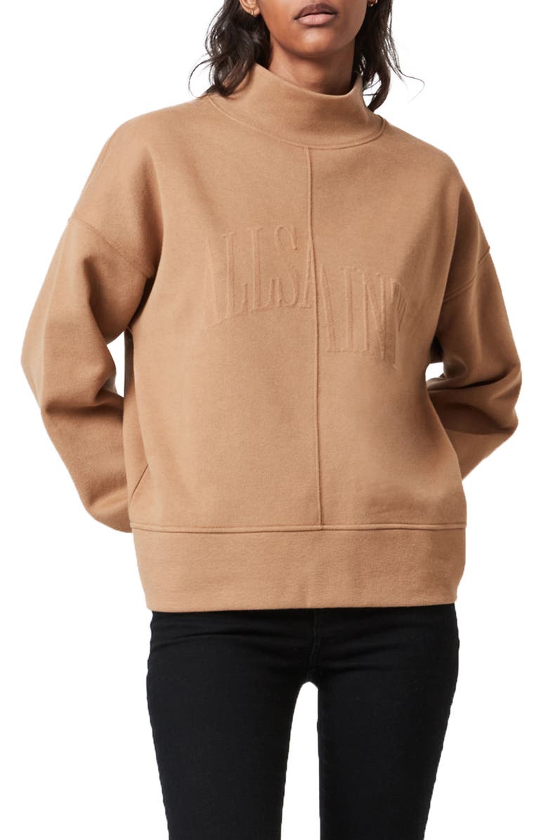 AllSaints Nevarra Mock Neck Sweatshirt, Main, color, 