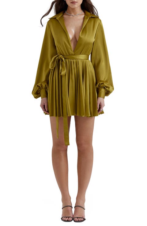 Allegra Long Sleeve Faux Wrap Cocktail Minidress