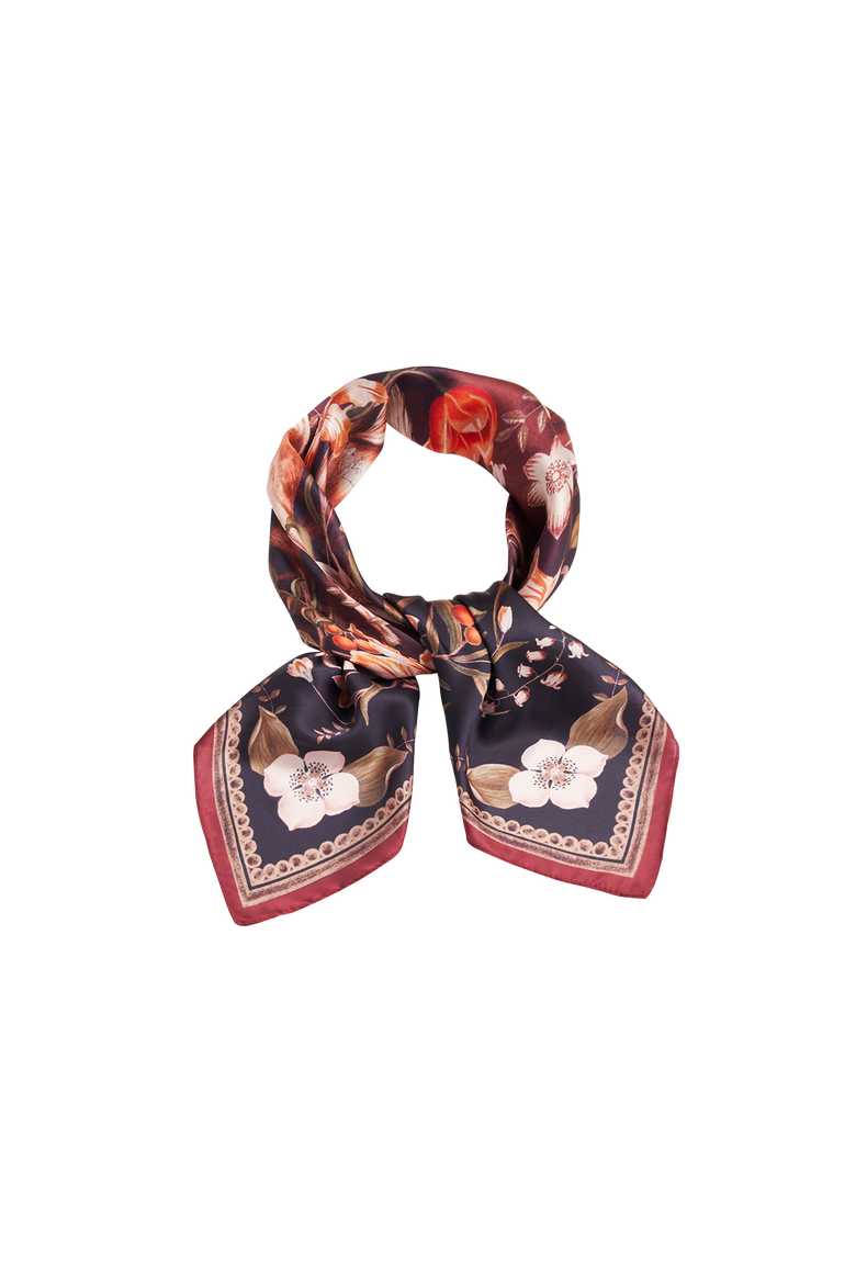 Aurora Tales Peach Square Scarf, Alternate, color, Chocolate & Peach