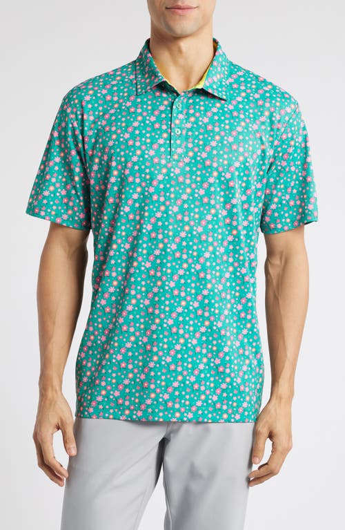 Swannies Summers Floral Golf Polo In Golf Green