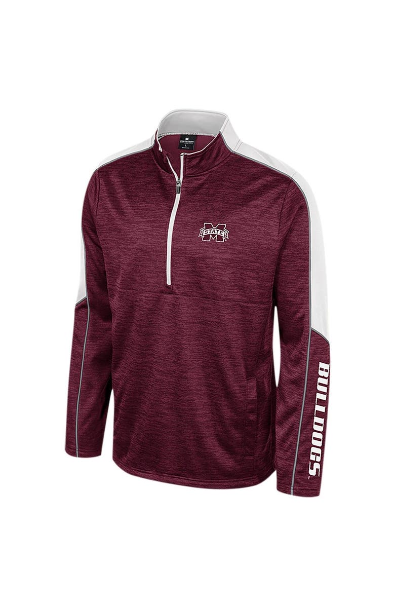 COLOSSEUM Men's Colosseum Maroon Mississippi State Bulldogs Marled Half-Zip Jacket, Alternate, color, Maroon
