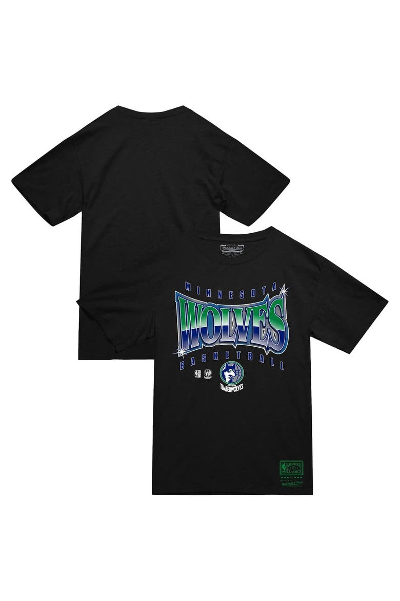 Men's Mitchell & Ness  Black Minnesota Timberwolves Worldwide Collection Glow Up T-Shirt, Alternate, color, Black