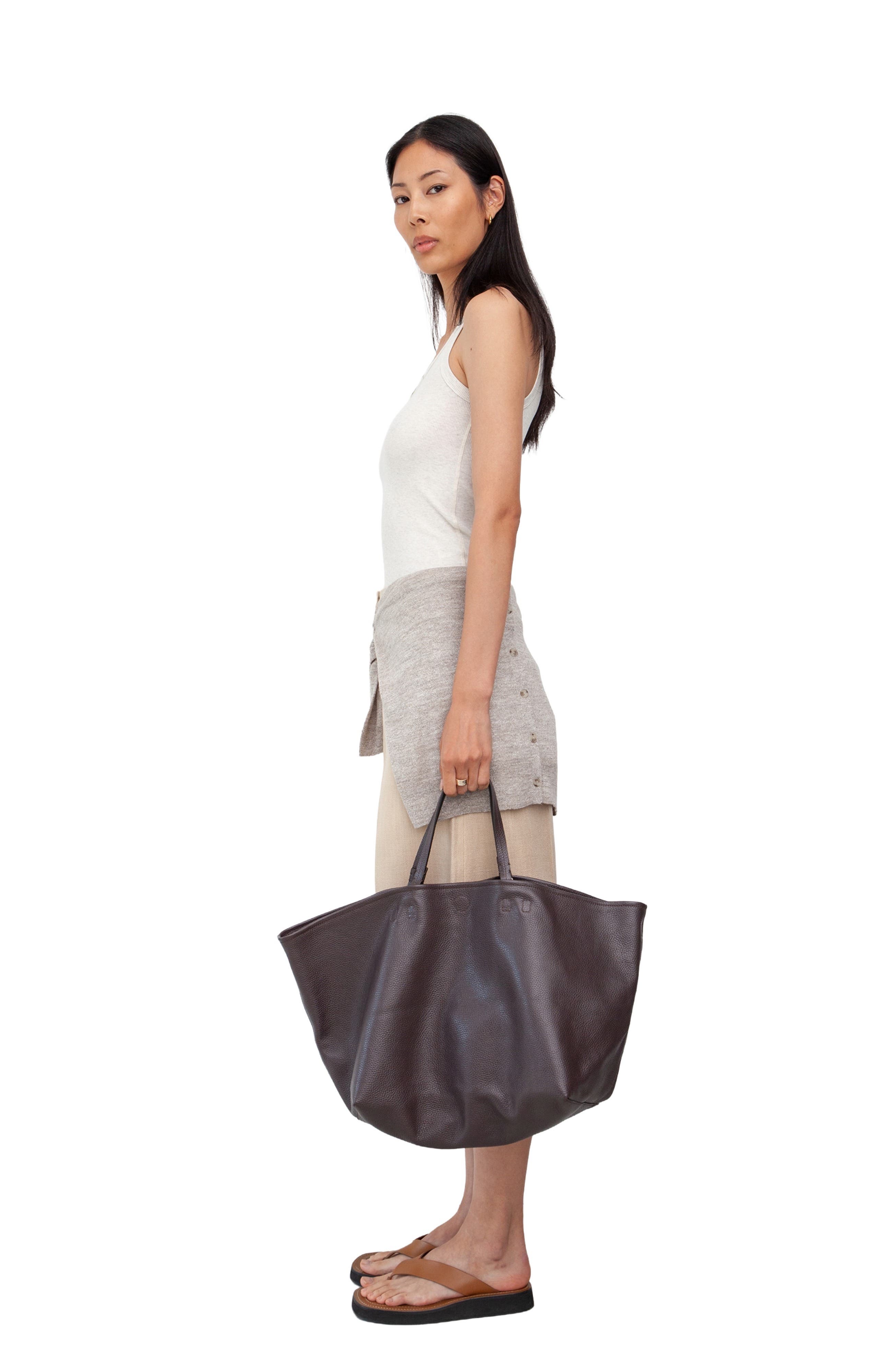 Leather Mercato Soft Tote, Alternate, color, Dark Chocolate