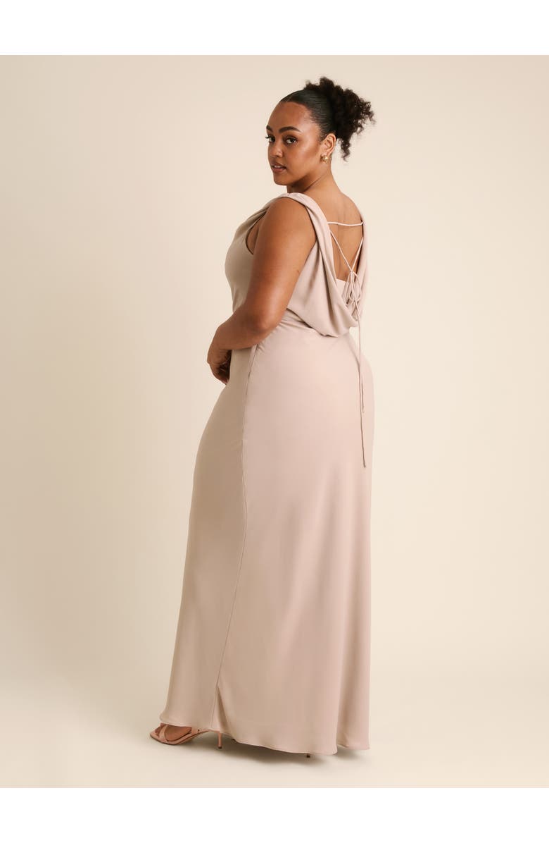 Six Stories Plunge Cowl Chiffon Bridesmaid Dress, Alternate, color, Truffle