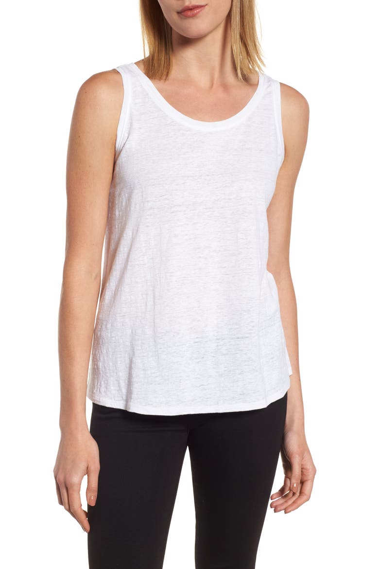 U- NECK LONG TANK, Main, color, WHITE