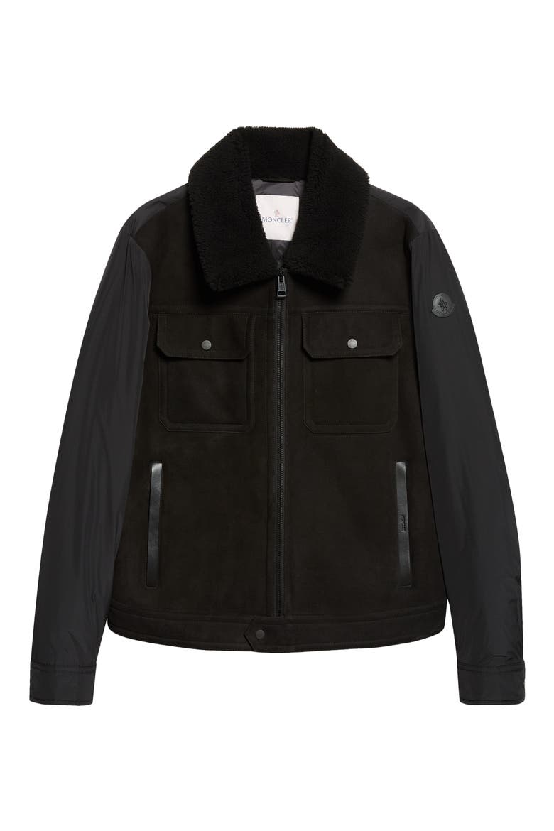 Zerique Mixed Media Down Jacket, Main, color, BLACK