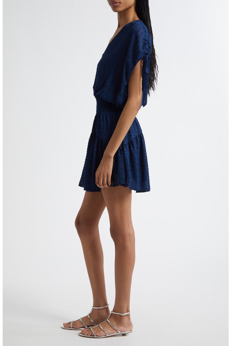 Fernanda Metallic Thread Detail Clip Dot Minidress, Alternate, color, SPRING NAVY DOT