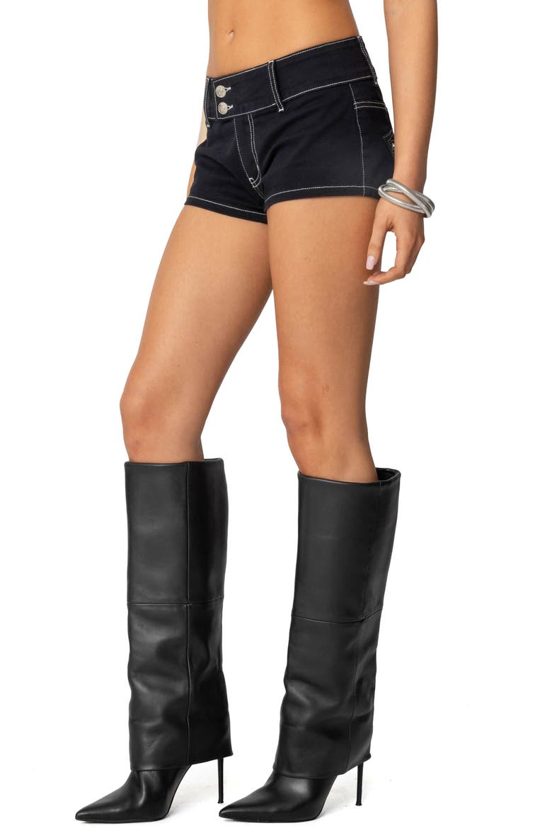Yazi Star Low Rise Denim Micro Shorts, Alternate, color, BLACK