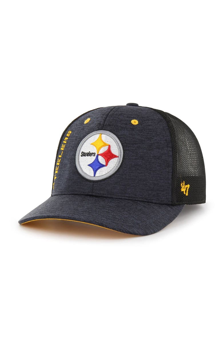 '47 Men's '47 Black Pittsburgh Steelers Pixelation Trophy Flex Hat, Main, color, 
