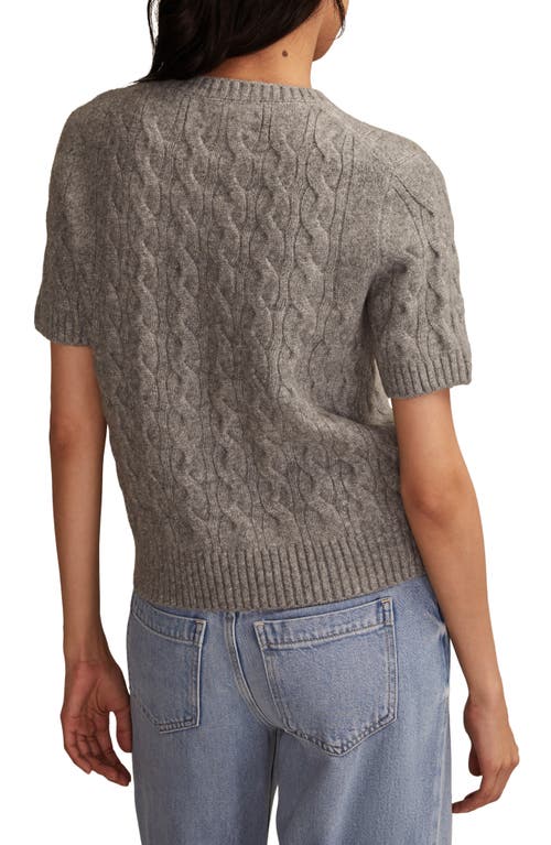 Lucky Brand Cloud Soft Cable Stitch Short Sleeve Sweater In Gray