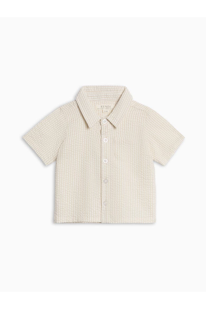 Organic Landon Seesucker Button Down, Alternate, color, Dune Stripe