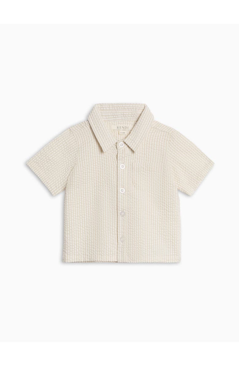 KENDI by Colored Organics Organic Landon Seesucker Button Down, Alternate, color, Dune Stripe