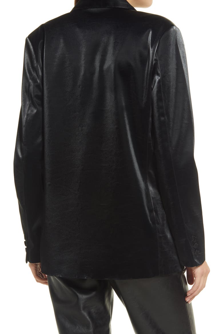 Double Breasted Faux Leather Blazer, Alternate, color, FIGHTING WORDS