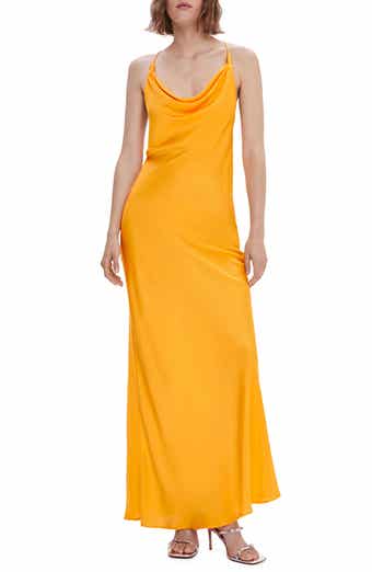 MANGO Cowl Neck Satin Slipdress