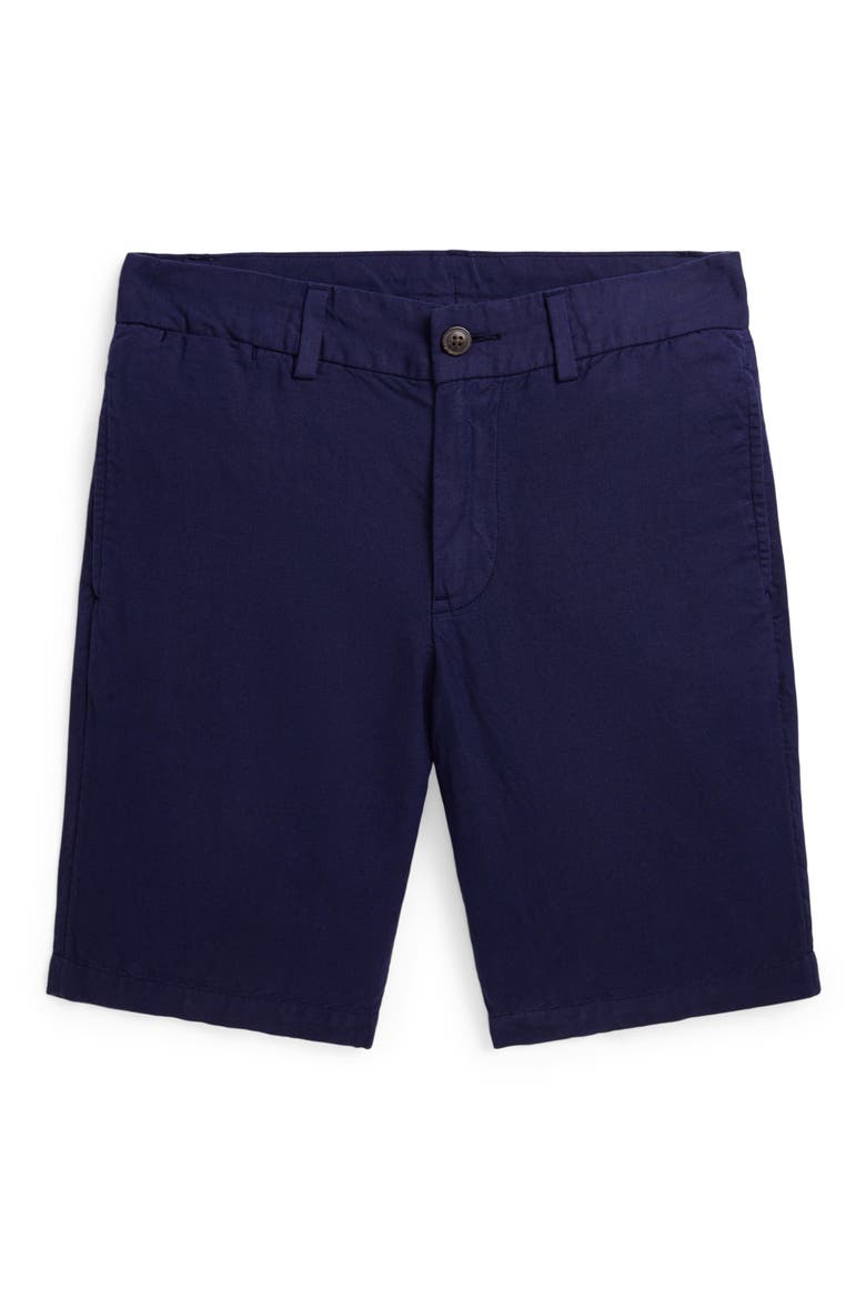 Kids' Flat Front Linen & Cotton Chino Shorts, Main, color, NEWPORT NAVY