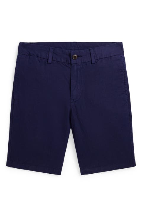 Kids' Flat Front Linen & Cotton Chino Shorts