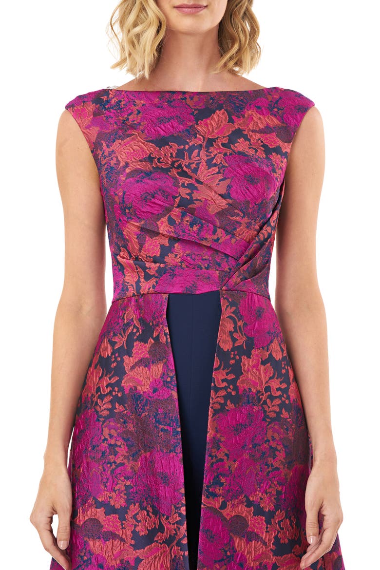 Poppy Jacquard & Stretch Crepe Maxi Romper, Alternate, color, FUCHSIA MULTI