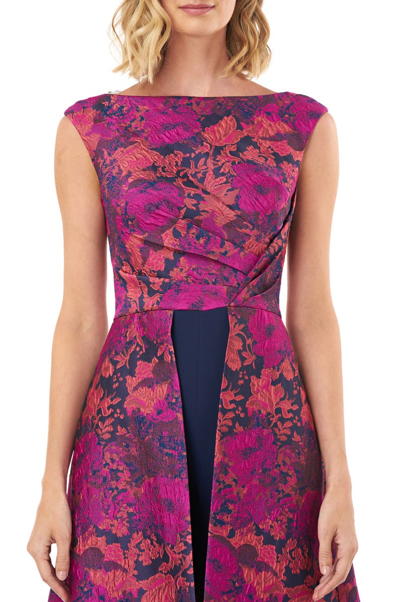 Kay Unger Poppy Jacquard & Stretch Crepe Maxi Romper, Alternate, color, 