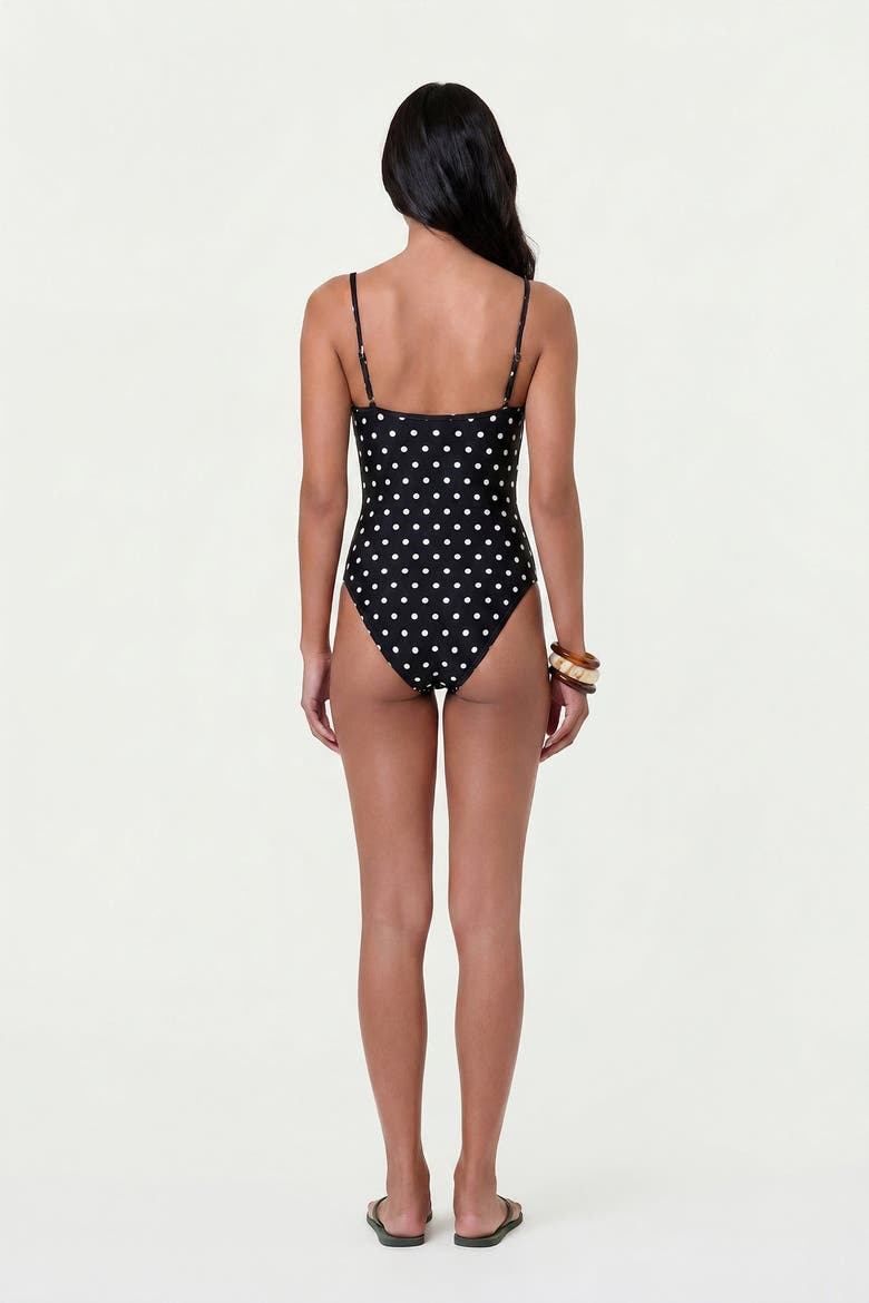 Anela One Piece Swim Suit, Alternate, color, Black / Ivory Polka Dot