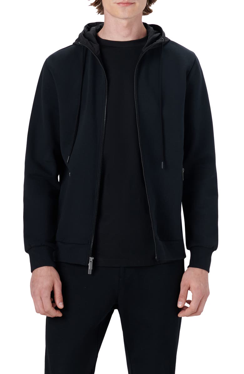 Bugatchi Stretch Cotton Zip-Up Hooded Jacket, Main, color, 