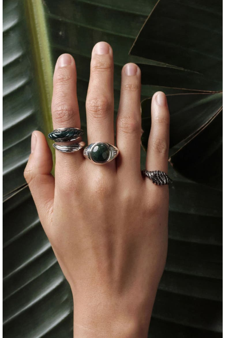 Terra Futura Carved Wave Ring, Alternate, color, GREEN/ STERLING SILVER
