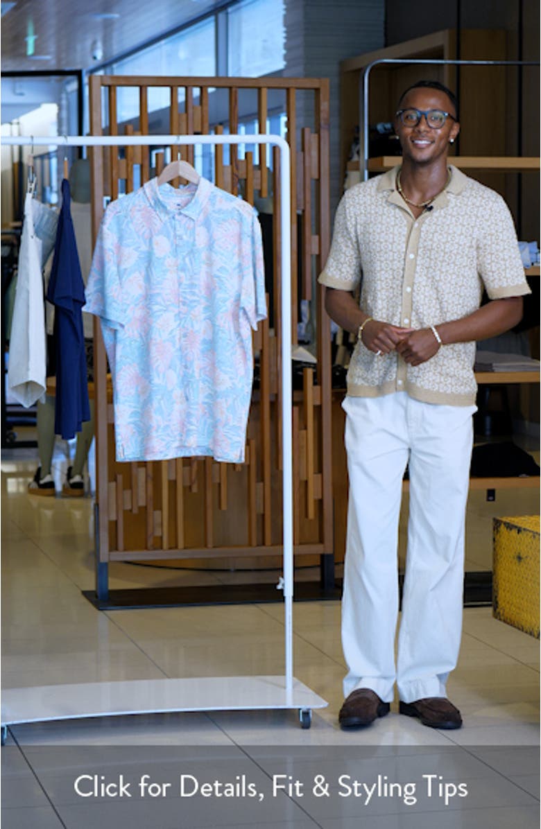 Costa Wave Positana Palms Short Sleeve Button-Up Shirt, sales video thumbnail