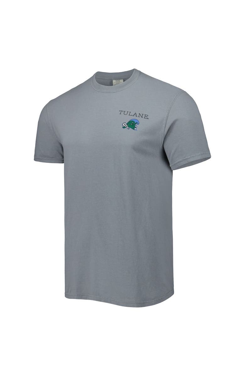 IMAGE ONE Men's Gray Tulane Green Wave Campus Scenery Comfort Color T-Shirt, Alternate, color, 