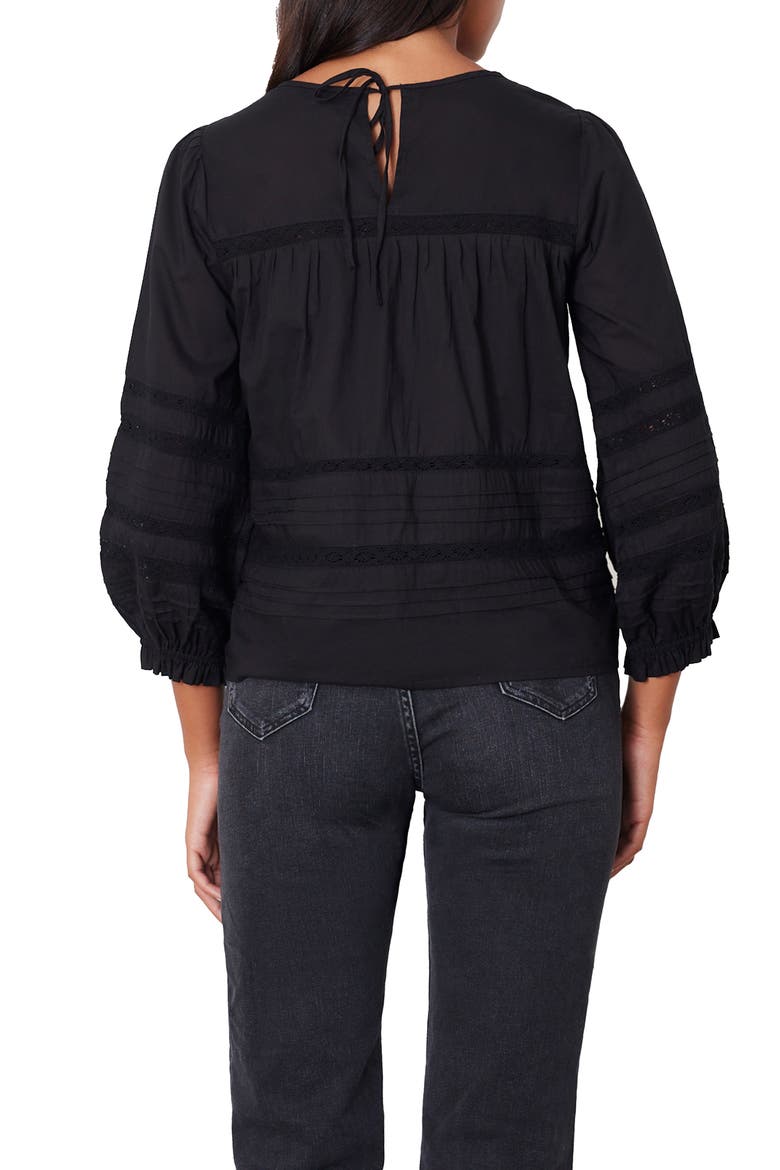 Dawn Lace Inset Cotton Blouse, Alternate, color, Black