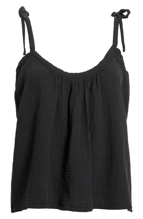 Tie Strap Cotton Gauze Cover-Up Top
