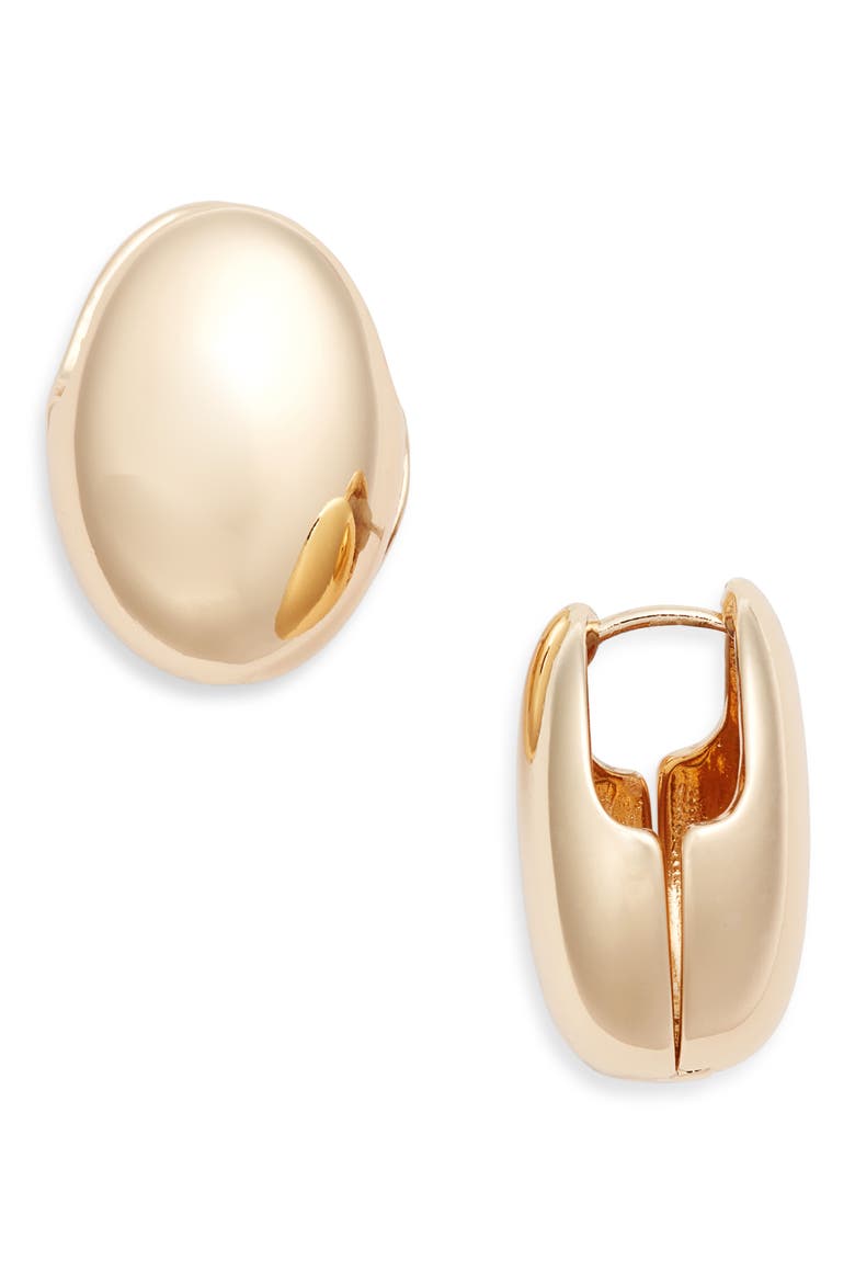 Polished Puffy Huggie Hoop Earrings, Main, color, GOLD