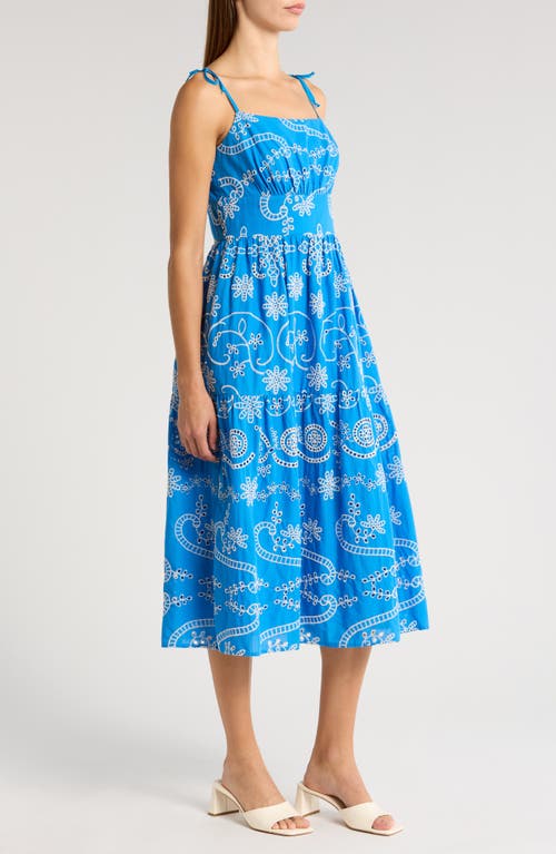 Julia Jordan Cotton Eyelet Sundress In Blue/ivory