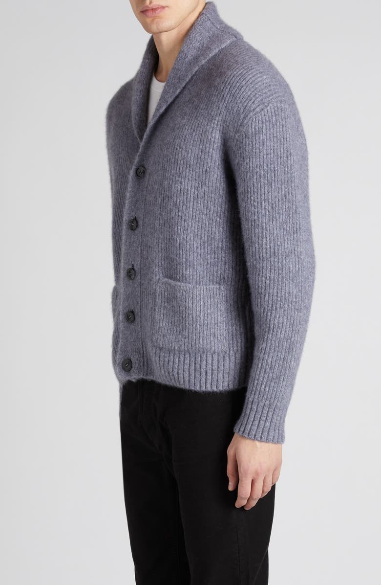 TOM FORD Shawl Collar Brushed Cashmere & Silk Cardigan, Alternate, color, Ig399 Ash Grey