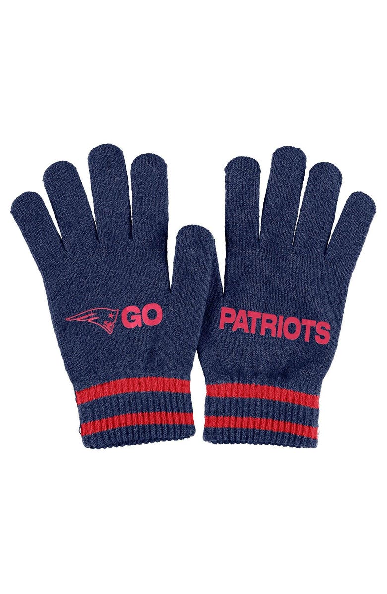 WEAR by Erin Andrews Women's WEAR by Erin Andrews Navy New England Patriots Double Jacquard Cuffed Knit Hat with Pom and Gloves Set, Alternate, color, Navy