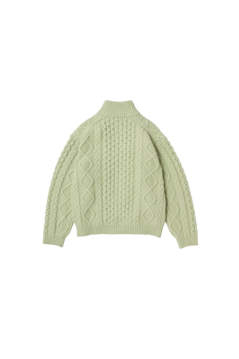 Cable Knit Zip Up, Alternate, color, Faded Lime