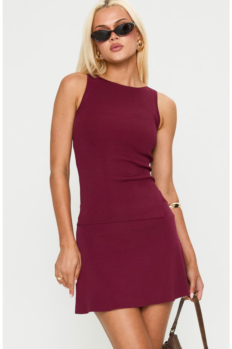 So Alluring Knit Tank & Miniskirt Set, Alternate, color, CURRANT