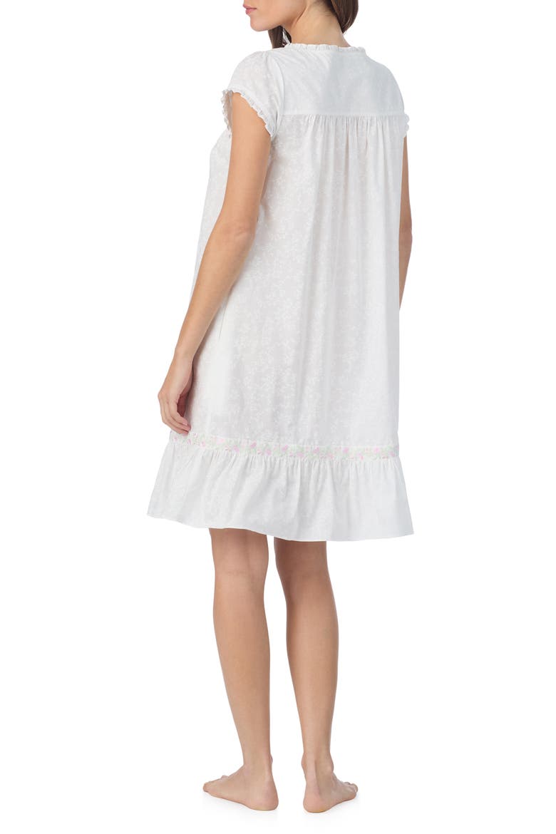 Floral Embroidered Cotton Nightgown, Alternate, color, WHITE