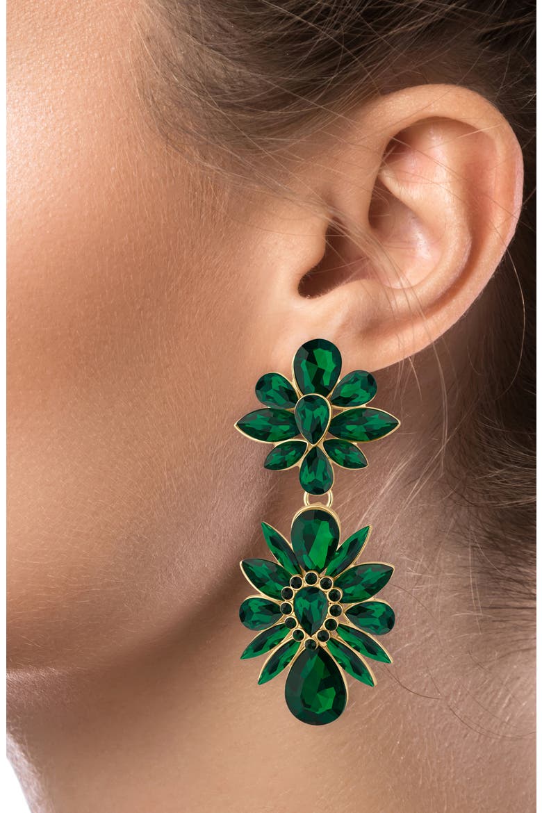 Crystal Drop Earrings (Nordstrom Exclusive), Alternate, color, GREEN/ GOLD
