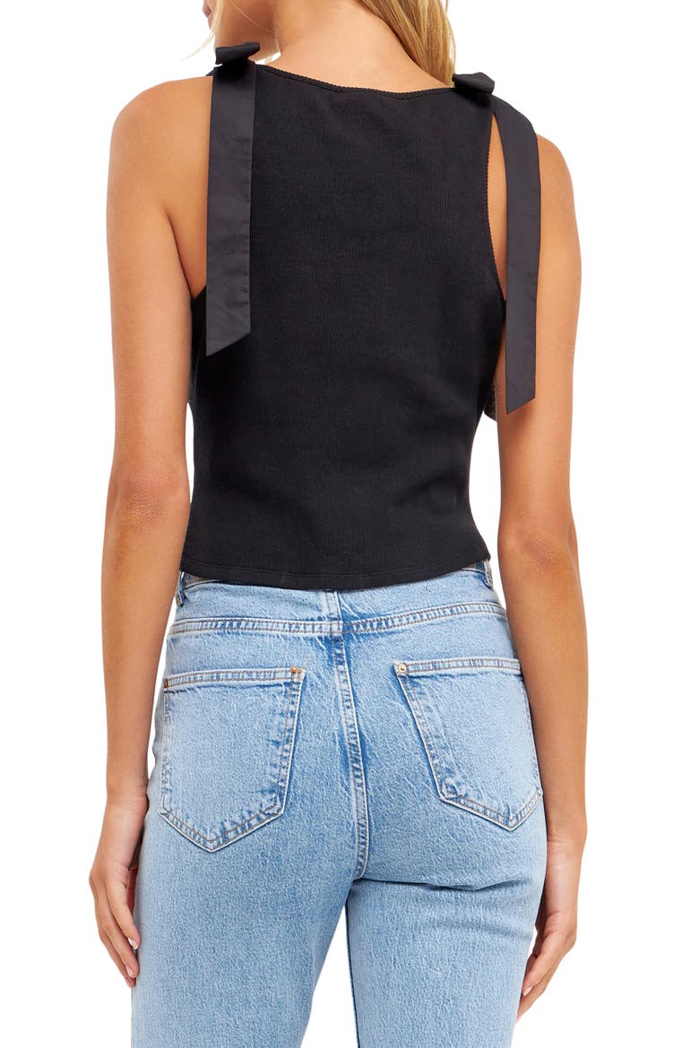 Shoulder Tie Rib Henley Tank, Alternate, color, BLACK