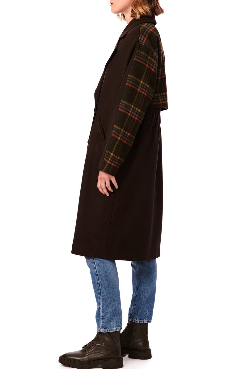 Bernardo Double Breasted Mixed Media Wool Blend Coat, Alternate, color, 