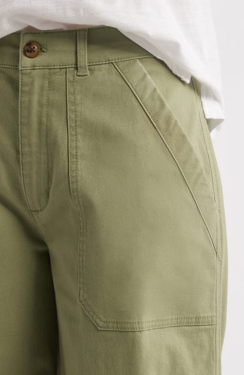 Caslonr Caslon(r) Wide Leg Crop Twill Pants In Olive Acorn