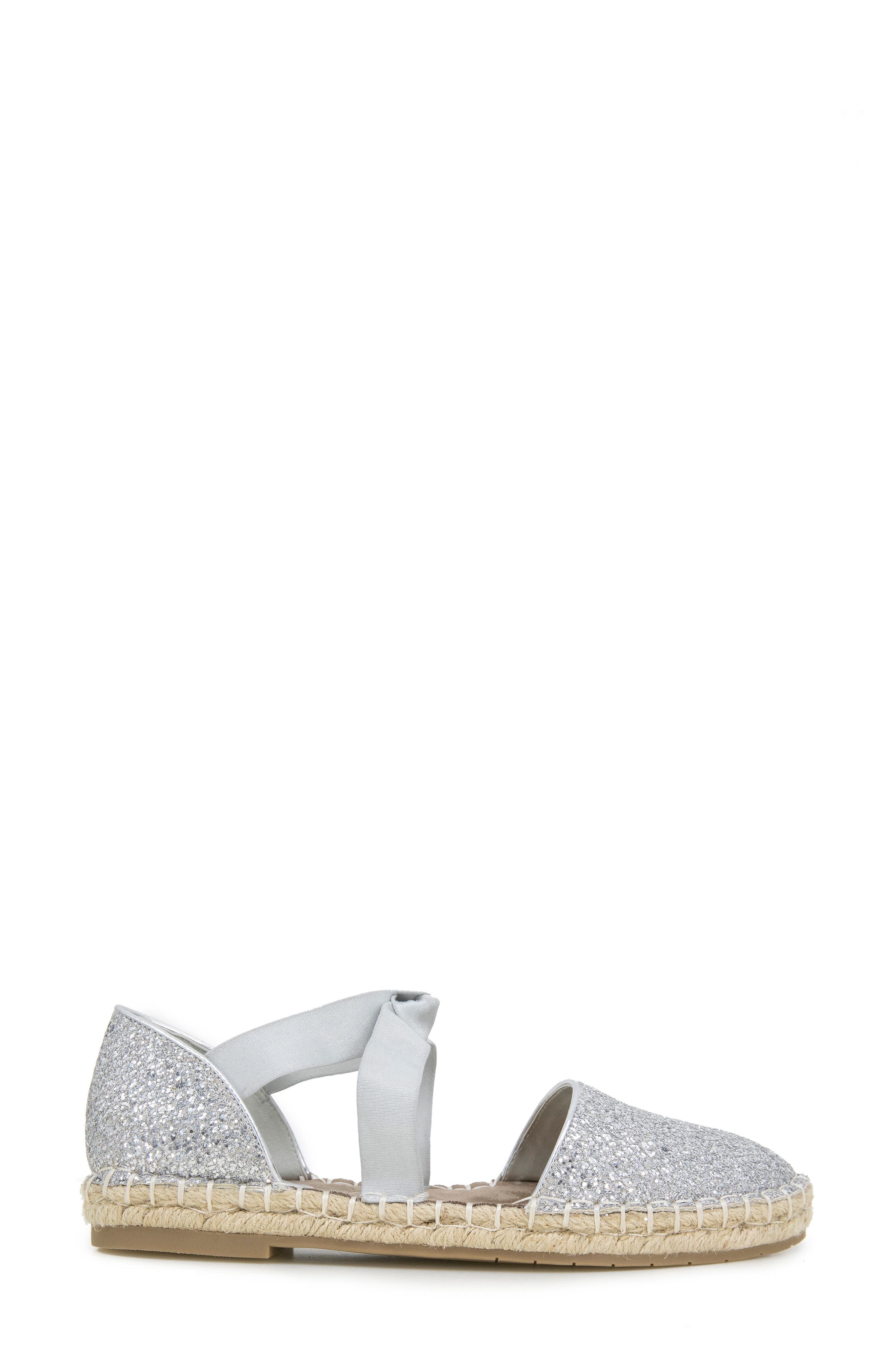 Kenneth Cole Reaction Luna Glitter Espadrille Sandal, Alternate, color, Silver Mesh
