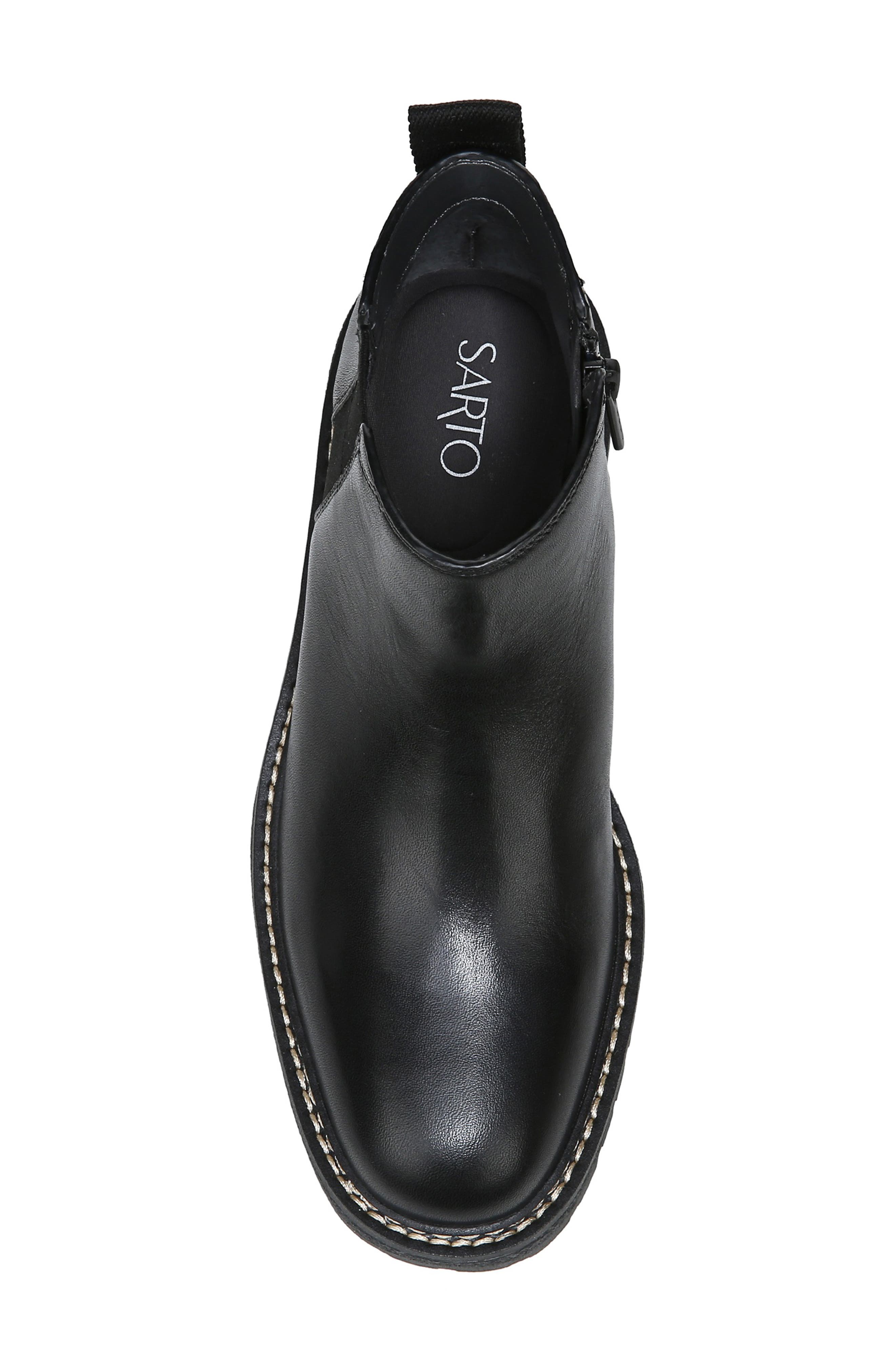 Flora Lug Sole Chelsea Boot, Alternate, color, BLACK LEATHER