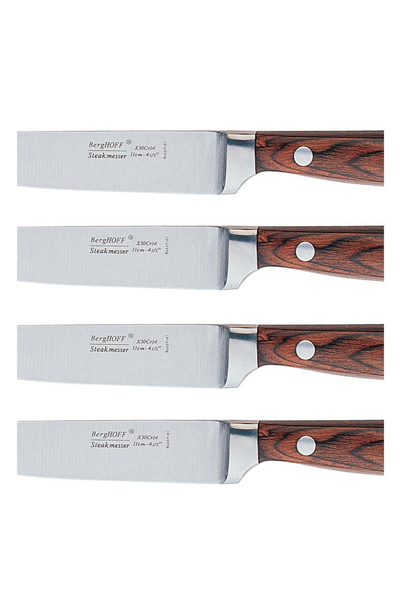 BergHOFF INTERNATIONAL Pakka Stainless Steel Steak Knife - Set of 4, Alternate, color, Brown