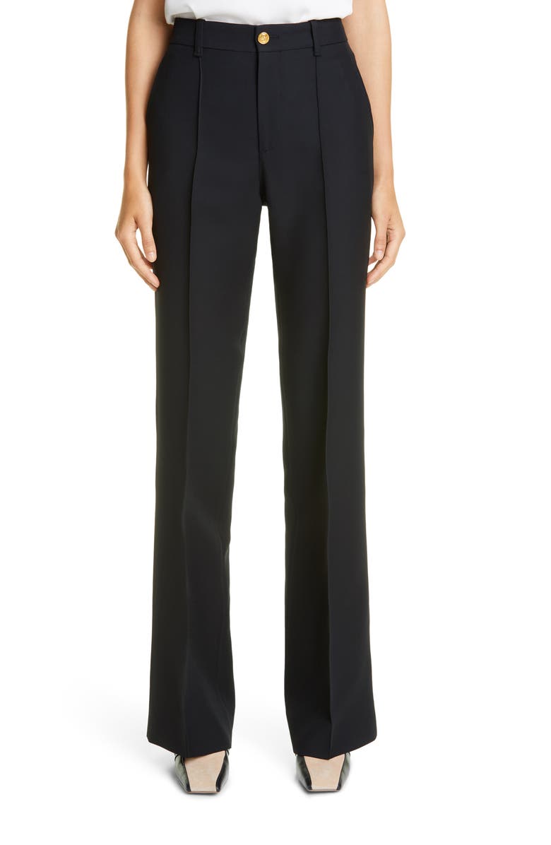 Gucci High Waist Silk & Wool Cady Crepe Flare Pants, Main, color, 