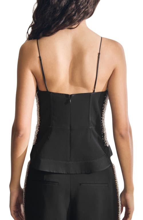 Reiss Atelier Preston Faux Pearl Embellished Button-up Bustier In Black