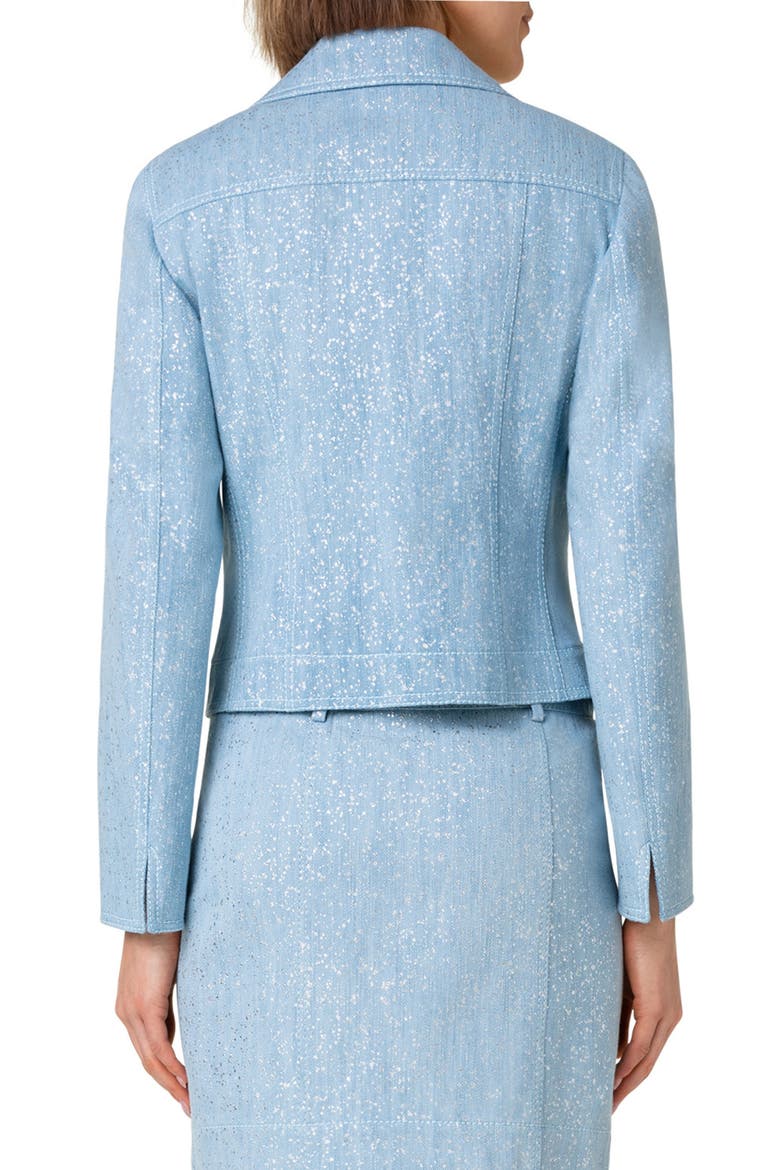 Sparkle Cotton Stretch Denim Zip Jacket, Alternate, color, PALE BLUE DENIM